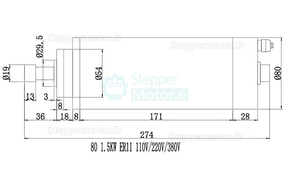1,5kW 110V/220V Kit moteur de broche refroidi par eau huajiang1.5 + H100-1.5C2/S2 avec variateur de fr&eacute;quence et pompe &agrave; eau et 13 pi&egrave;ces pinces ER20 et support